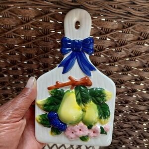 Vintage Glazed Ceramic Fruit Wall Decor
